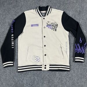 Fleece Varsity Jacket Mens XL Limited‎ Edition Wasted Youth Black Purple Rue21
